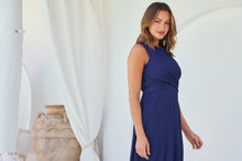 Load image into Gallery viewer, Kendra Sleeveless Navy Knot Front Evening Dress