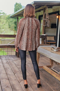 Jameson Animal Print Chiffon Tie Neck Shirt