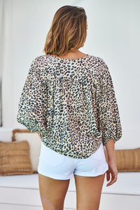 Zelda Leopard Batwing Crossover Top