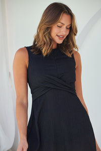 Kendra Sleeveless Black Knot Front Evening Dress