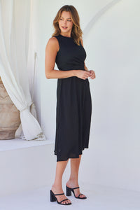 Kendra Sleeveless Black Knot Front Evening Dress