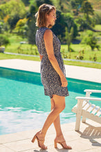 Load image into Gallery viewer, Cleo Navy Floral Zip Front Dress