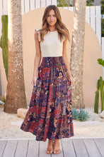 Load image into Gallery viewer, Fleur Navy/Pink Bohemian Print Maxi Skirt
