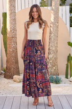 Load image into Gallery viewer, Fleur Navy/Pink Bohemian Print Maxi Skirt
