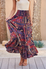 Load image into Gallery viewer, Fleur Navy/Pink Bohemian Print Maxi Skirt