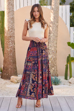 Load image into Gallery viewer, Fleur Navy/Pink Bohemian Print Maxi Skirt