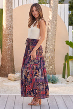 Load image into Gallery viewer, Fleur Navy/Pink Bohemian Print Maxi Skirt