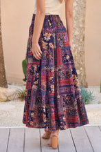 Load image into Gallery viewer, Fleur Navy/Pink Bohemian Print Maxi Skirt