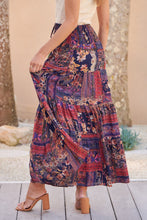 Load image into Gallery viewer, Fleur Navy/Pink Bohemian Print Maxi Skirt