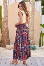 Load image into Gallery viewer, Fleur Navy/Pink Bohemian Print Maxi Skirt