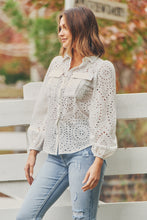 Load image into Gallery viewer, Elandra White Embroidery Long sleeve shirt
