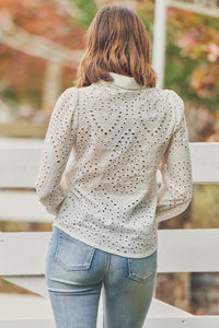 Elandra White Embroidery Long sleeve shirt