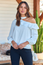 Load image into Gallery viewer, Dakota One Shoulder Frill White Top