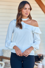 Load image into Gallery viewer, Dakota One Shoulder Frill White Top