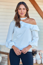Load image into Gallery viewer, Dakota One Shoulder Frill White Top