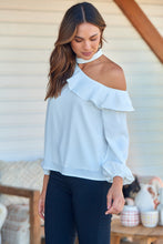 Load image into Gallery viewer, Dakota One Shoulder Frill White Top
