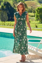 Load image into Gallery viewer, Trissa Green/Pink Floral Maxi Dress