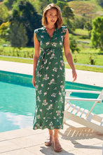Load image into Gallery viewer, Trissa Green/Pink Floral Maxi Dress