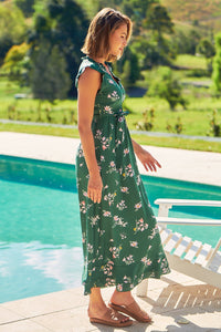 Trissa Green/Pink Floral Maxi Dress