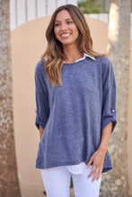 Load image into Gallery viewer, Aurella 3/4 Sleeve Navy Layered Top