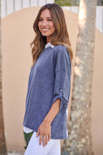 Load image into Gallery viewer, Aurella 3/4 Sleeve Navy Layered Top