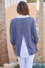 Load image into Gallery viewer, Aurella 3/4 Sleeve Navy Layered Top
