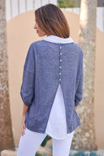 Load image into Gallery viewer, Aurella 3/4 Sleeve Navy Layered Top