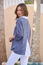 Load image into Gallery viewer, Aurella 3/4 Sleeve Navy Layered Top