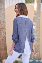 Load image into Gallery viewer, Aurella 3/4 Sleeve Navy Layered Top