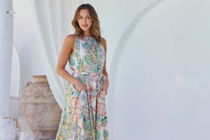 Milana S/Less Multi Paisley Print Evening Dress