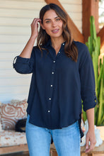 Load image into Gallery viewer, Agatha Roll Sleeve Black Button Up Shirt