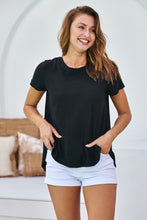Load image into Gallery viewer, Ebony Black Cap Sleeve Drop Back Cotton Tee