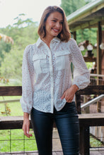 Load image into Gallery viewer, Elandra White Embroidery Long sleeve shirt
