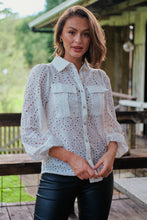 Load image into Gallery viewer, Elandra White Embroidery Long sleeve shirt