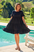 Load image into Gallery viewer, Aviana Black Smock Dress