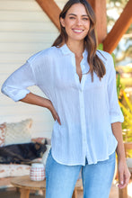 Load image into Gallery viewer, Agatha Roll Sleeve White Button Up Shirt