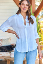 Load image into Gallery viewer, Agatha Roll Sleeve White Button Up Shirt