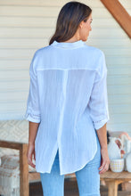 Load image into Gallery viewer, Agatha Roll Sleeve White Button Up Shirt