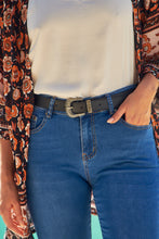Load image into Gallery viewer, Julia Silver Buckle Black Belt