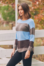 Load image into Gallery viewer, Brea Long Sleeve pullover Stripe Blue Knit