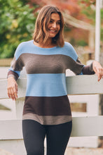 Load image into Gallery viewer, Brea Long Sleeve pullover Stripe Blue Knit