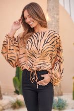 Load image into Gallery viewer, Riva Gold/Black Print Long Sleeve Drawstring Top