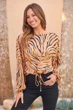 Load image into Gallery viewer, Riva Gold/Black Print Long Sleeve Drawstring Top