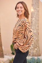 Load image into Gallery viewer, Riva Gold/Black Print Long Sleeve Drawstring Top