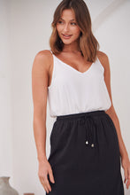 Load image into Gallery viewer, Maris Black Tie Waist Midi Side Split Skirt