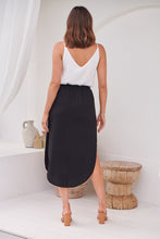 Load image into Gallery viewer, Maris Black Tie Waist Midi Side Split Skirt