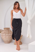 Load image into Gallery viewer, Maris Black Tie Waist Midi Side Split Skirt