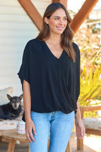 Load image into Gallery viewer, Clara Batwing Crossover Top Black