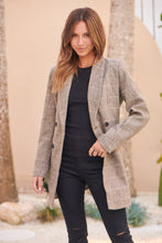 Load image into Gallery viewer, Athena Coffee Brown Tweed Print Button Front Blazer