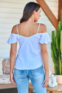 Tegan Cold Shoulder White Top